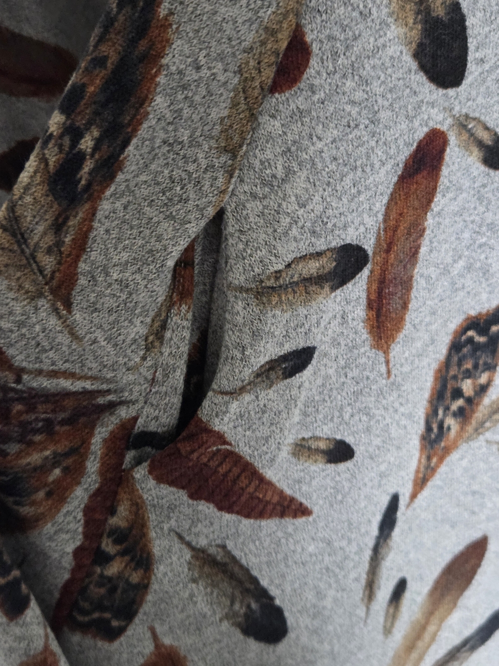 NWT Beeson River Feather-Print Long Sleeve Swing Dress - Gray & Brown - Picture 5 of 5